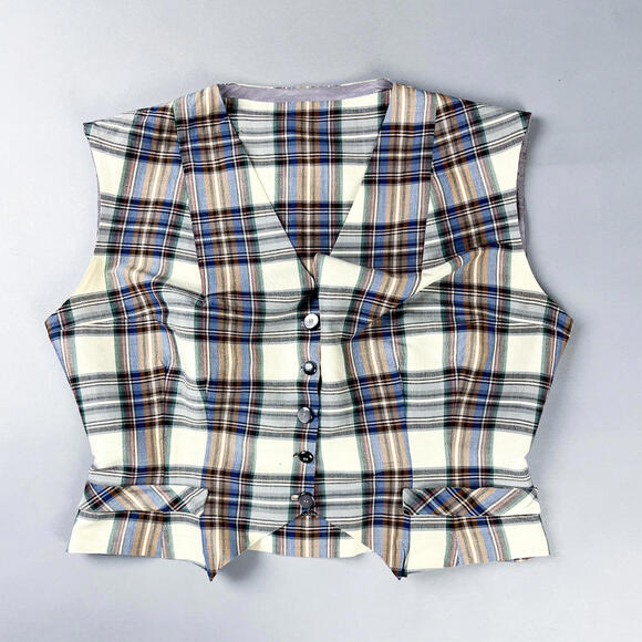 Vintage 1950's Plaid Button-Up Women's Vest - Picture 2 of 7